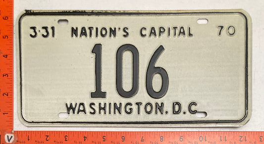 1970 Washington, DC #106 Passenger License Plate