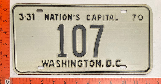1970 Washington, DC #107 Passenger License Plate