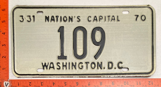 1970 Washington, DC #109 Passenger License Plate