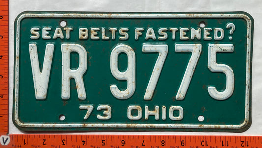 1973 Ohio #VR 9775 Passenger License Plate