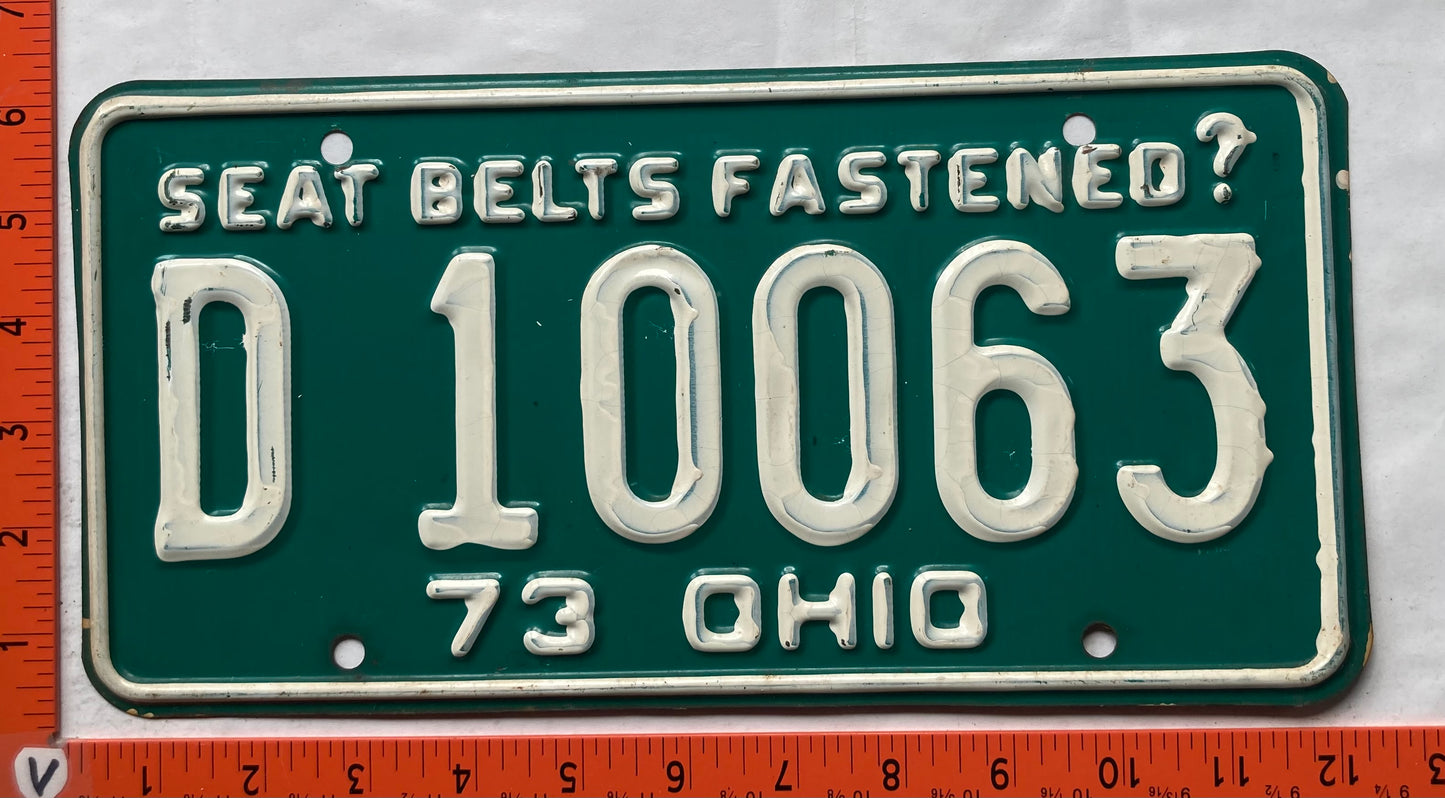 1973 Ohio #D 10063 Passenger License Plate