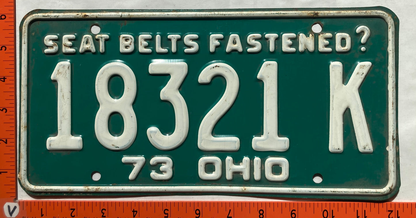1973 Ohio #18321K Passenger License Plate