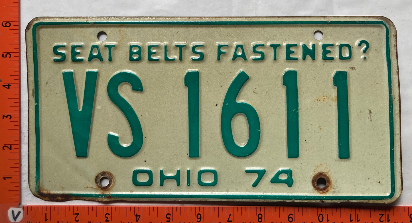 1974 Ohio #VS 1611 Passenger License Plate