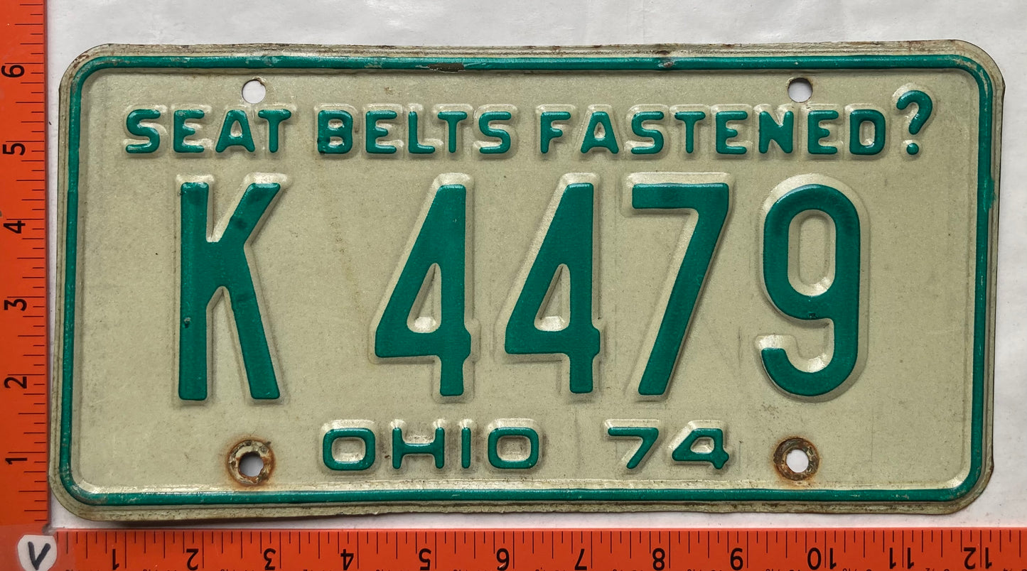 1974 Ohio #K 4479 Passenger License Plate
