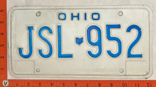 1986 Ohio #JSL 952 Passenger License Plate