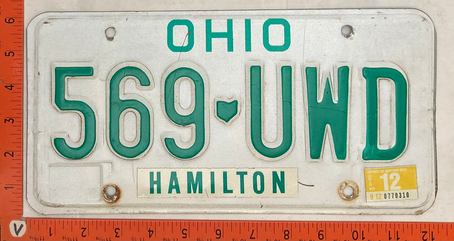 1989 Ohio #569 UWD Passenger License Plate