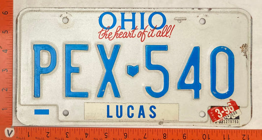 1991 Ohio #PEX 540 Passenger License Plate