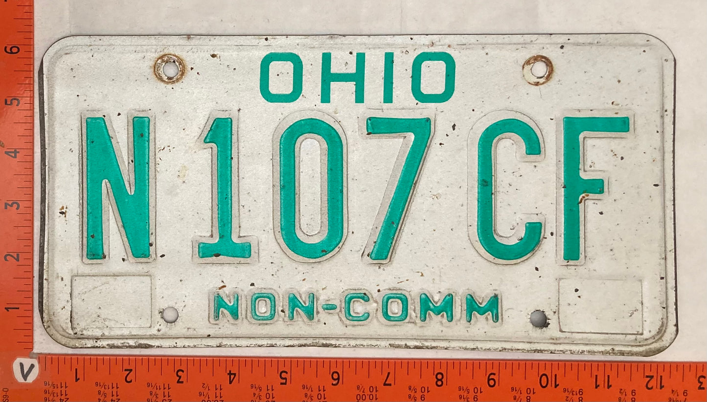 1991 Ohio #N 107 CF Non-Commercial License Plate