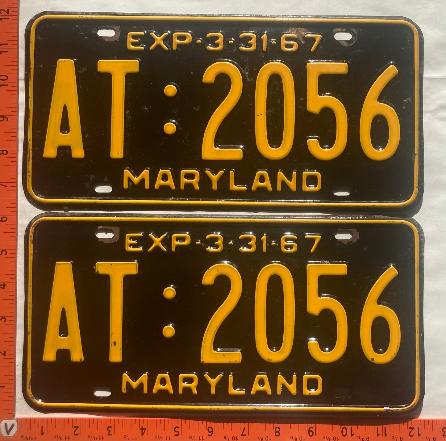 1967 Maryland #AT:2056 Passenger License Plate (Pair)