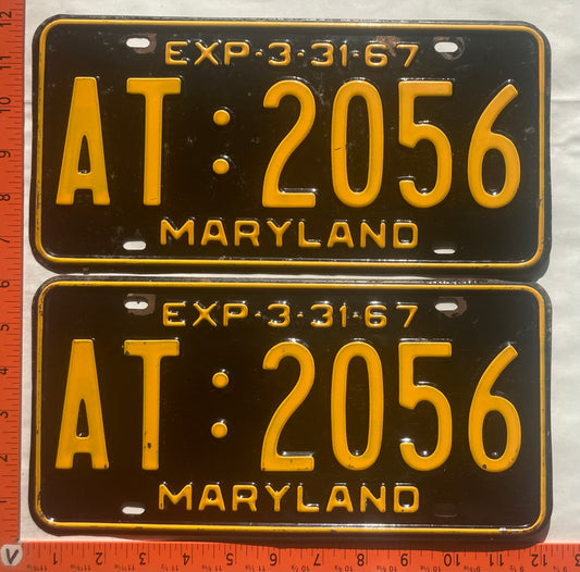 1967 Maryland #AT:2056 Passenger License Plate (Pair)