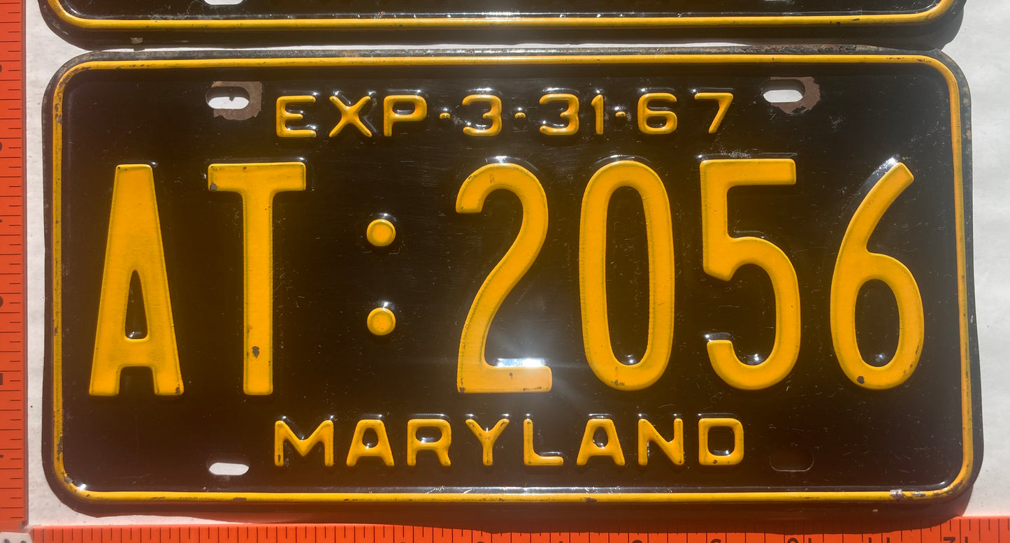 1967 Maryland #AT:2056 Passenger License Plate (Pair)