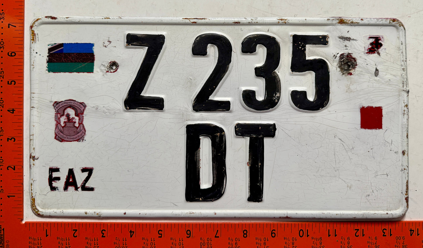 undated Zanzibar, Tanzania #Z235/DT Passenger License Plate (repaint)