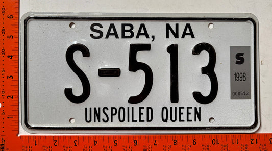 1998 Saba #S-513 Passenger License Plate