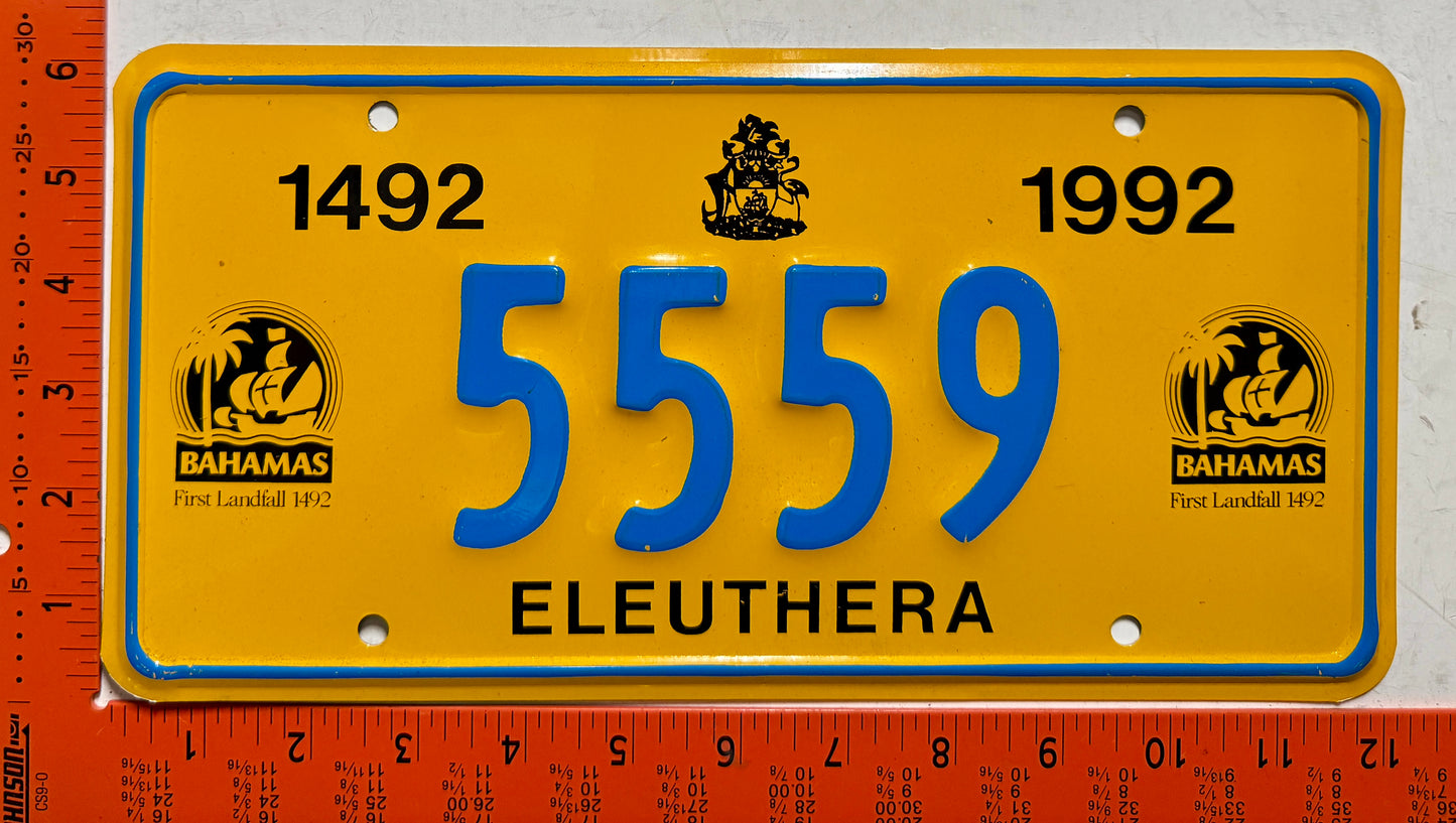1992 Eleuthera, Bahamas #5559 Passenger License Plate