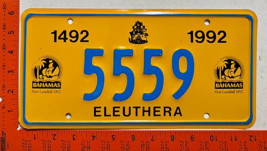1992 Eleuthera, Bahamas #5559 Passenger License Plate