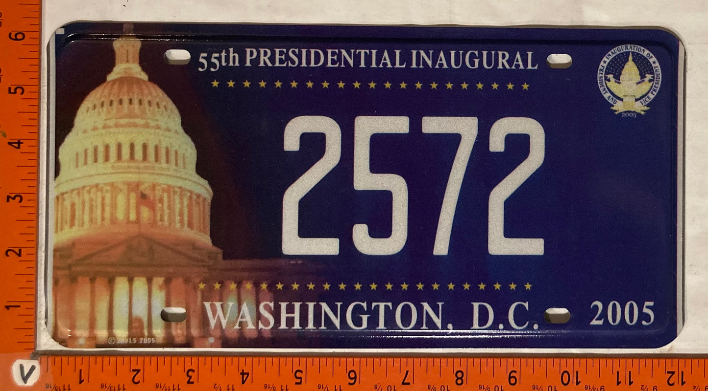 2005 Washington, DC #2572 Presidential Inaugural Passenger License Plate