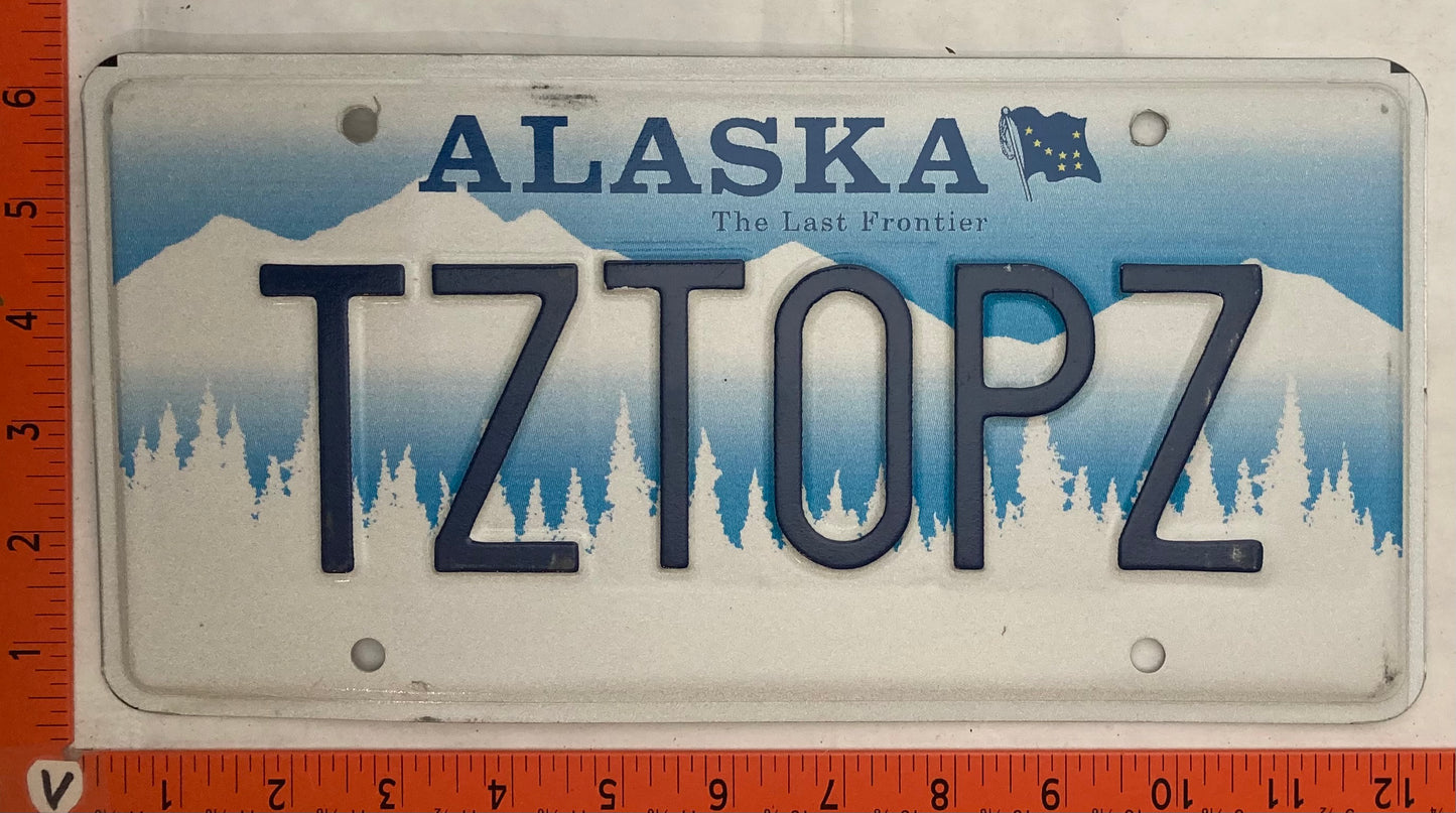Undated Alaska #TZTOPZ Passenger License Plate (Vanity)