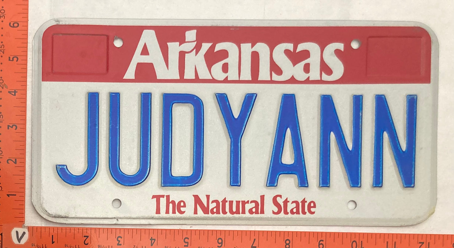 Undated Arkansas #JUDYANN Passenger License Plate (Vanity)