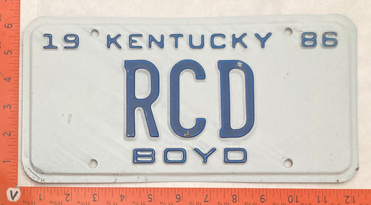 1986 Kentucky #RCD Passenger License Plate (Vanity)