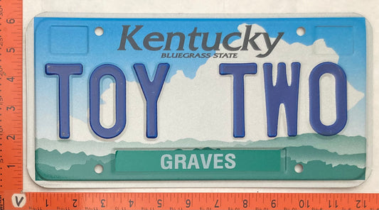 Undated Kentucky #TOY TWO Passenger License Plate (Vanity)