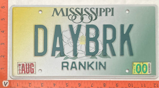 2000 Mississippi #DAYBRK Passenger License Plate (Vanity)