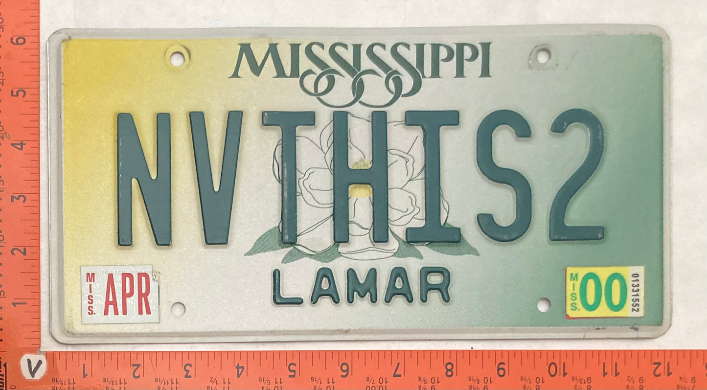 2000 Mississippi #NVTHIS2 Passenger License Plate (Vanity)