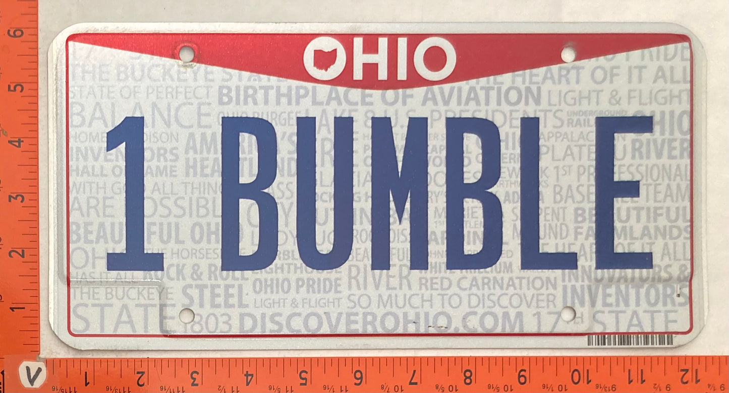 Undated Ohio #1 BUMBLE Passenger License Plate