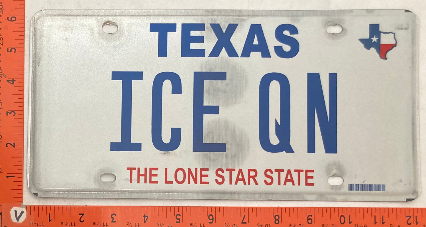 Undated Texas #ICE QN Passenger License Plate