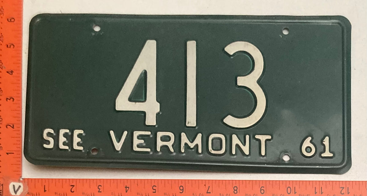 1961 Vermont #413 Passenger License Plate