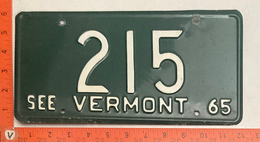 1965 Vermont #215 Passenger License Plate