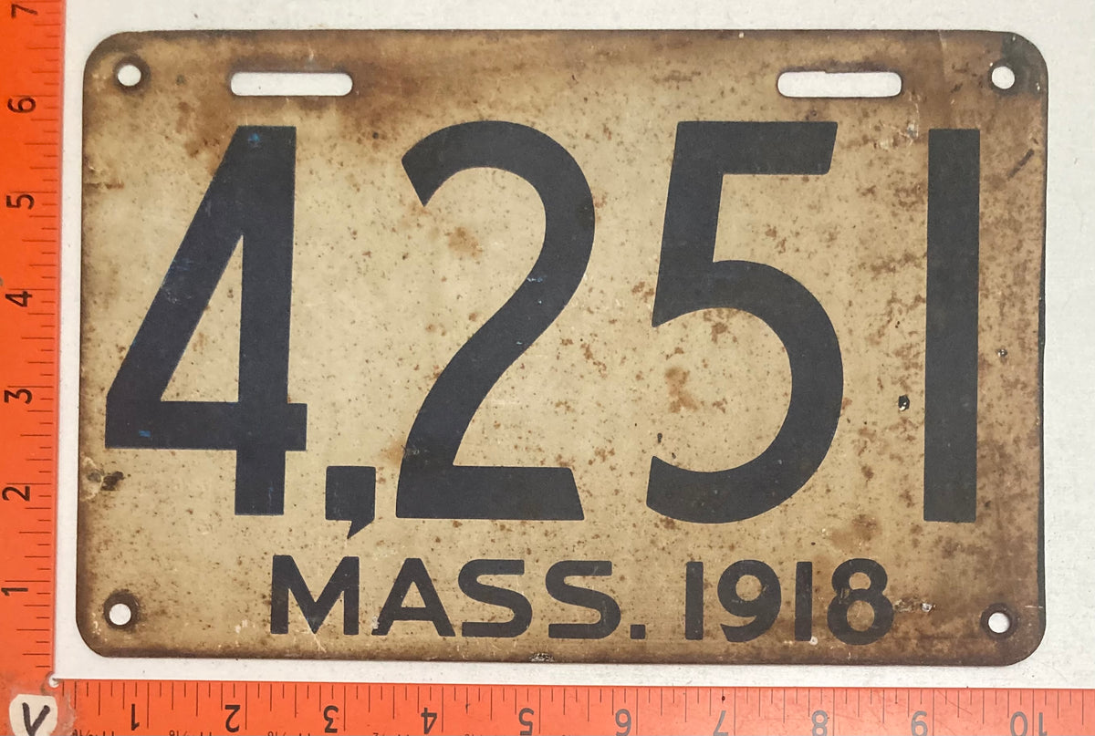 1918, 1919, 1937, 1939 1940 Massachusetts #4,251 Passenger License Plate