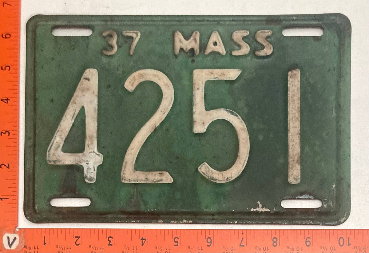 1918, 1919, 1937, 1939 1940 Massachusetts #4,251 Passenger License Plate