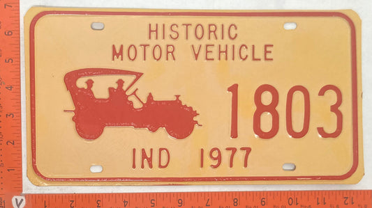 1977 Indiana #1803 Passenger License Plate (Historic Motor Vehicle)