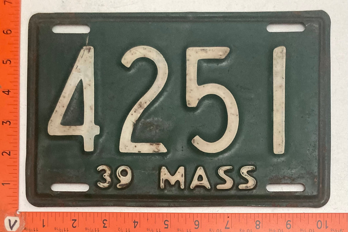 1918, 1919, 1937, 1939 1940 Massachusetts #4,251 Passenger License Plate