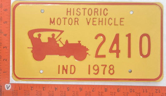 1978 Indiana #2410 Passenger License Plate (Historic Motor Vehicle)