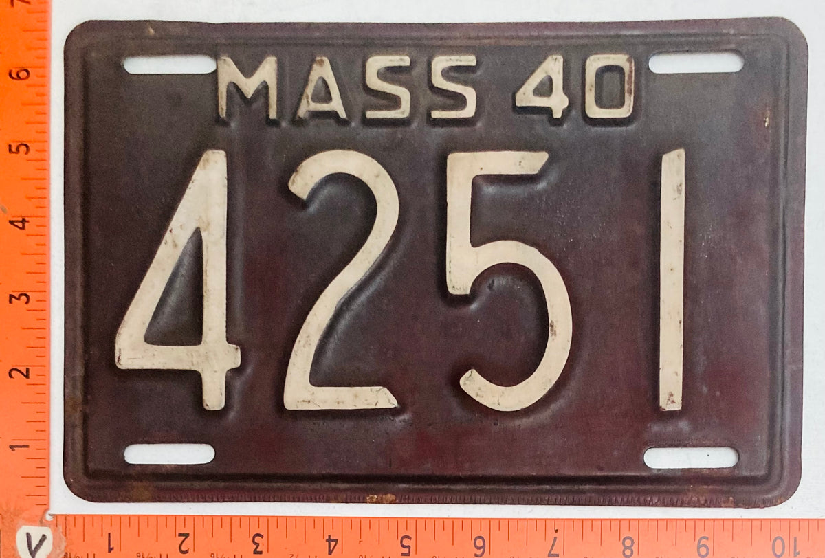 1918, 1919, 1937, 1939 1940 Massachusetts #4,251 Passenger License Plate