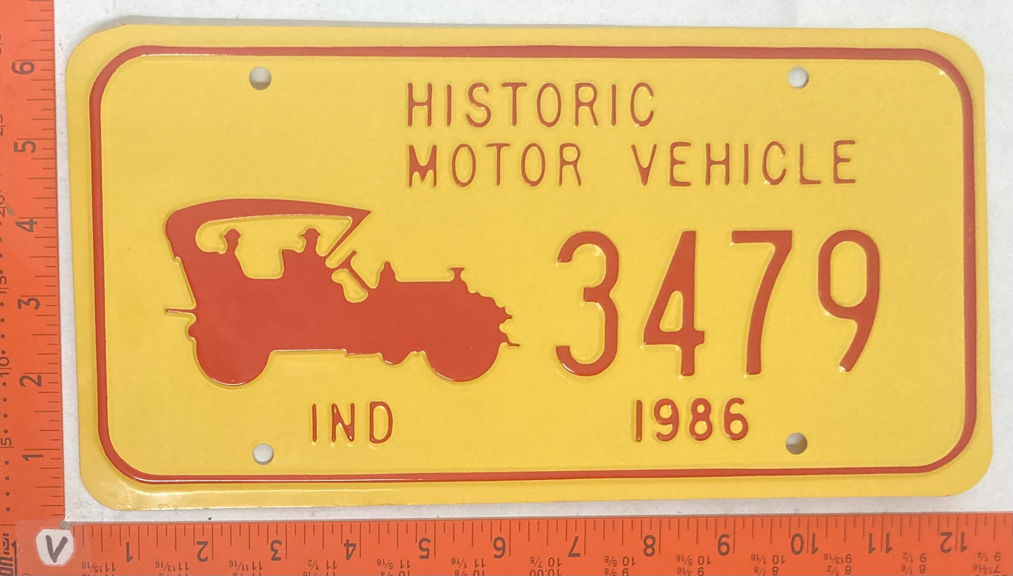 1986 Indiana #3479 Passenger License Plate (Historic Motor Vehicle)