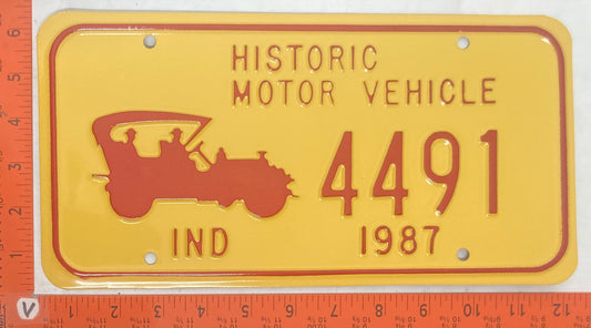1987 Indiana #4491 Passenger License Plate (Historic Motor Vehicle)