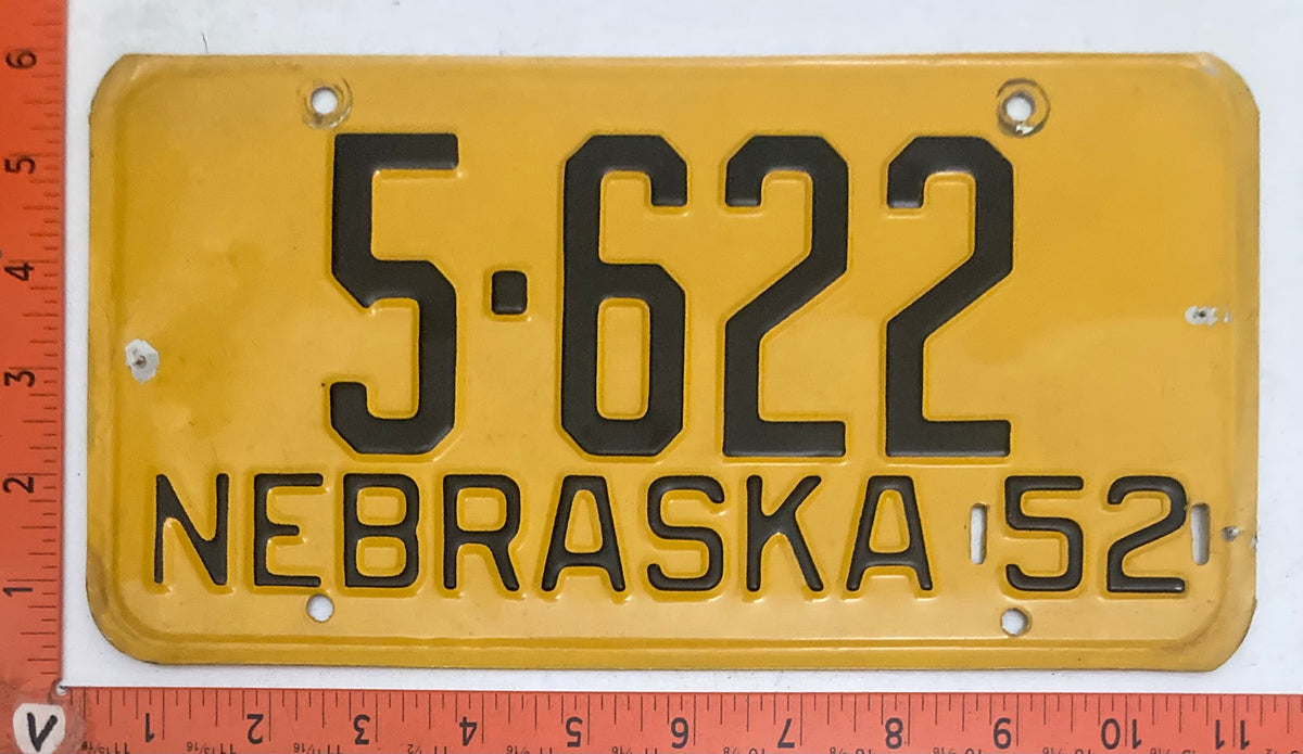 1952, 1954, 1955, 1956, 1958, 1959, 1960, 1961, 1962 & 1963 Nebraska #5-622 Passenger License Plates