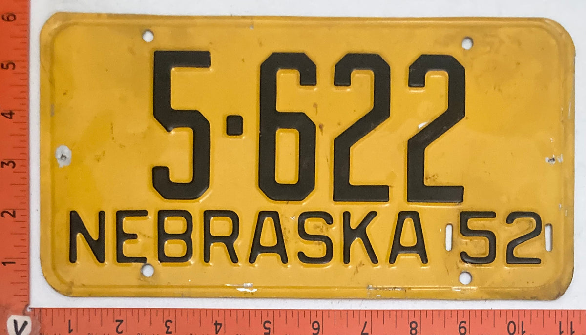 1952, 1954, 1955, 1956, 1958, 1959, 1960, 1961, 1962 & 1963 Nebraska #5-622 Passenger License Plates