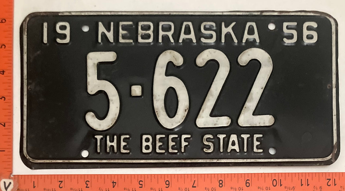 1952, 1954, 1955, 1956, 1958, 1959, 1960, 1961, 1962 & 1963 Nebraska #5-622 Passenger License Plates