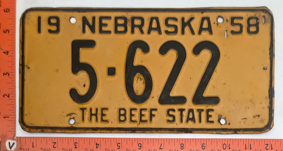 1952, 1954, 1955, 1956, 1958, 1959, 1960, 1961, 1962 & 1963 Nebraska #5-622 Passenger License Plates
