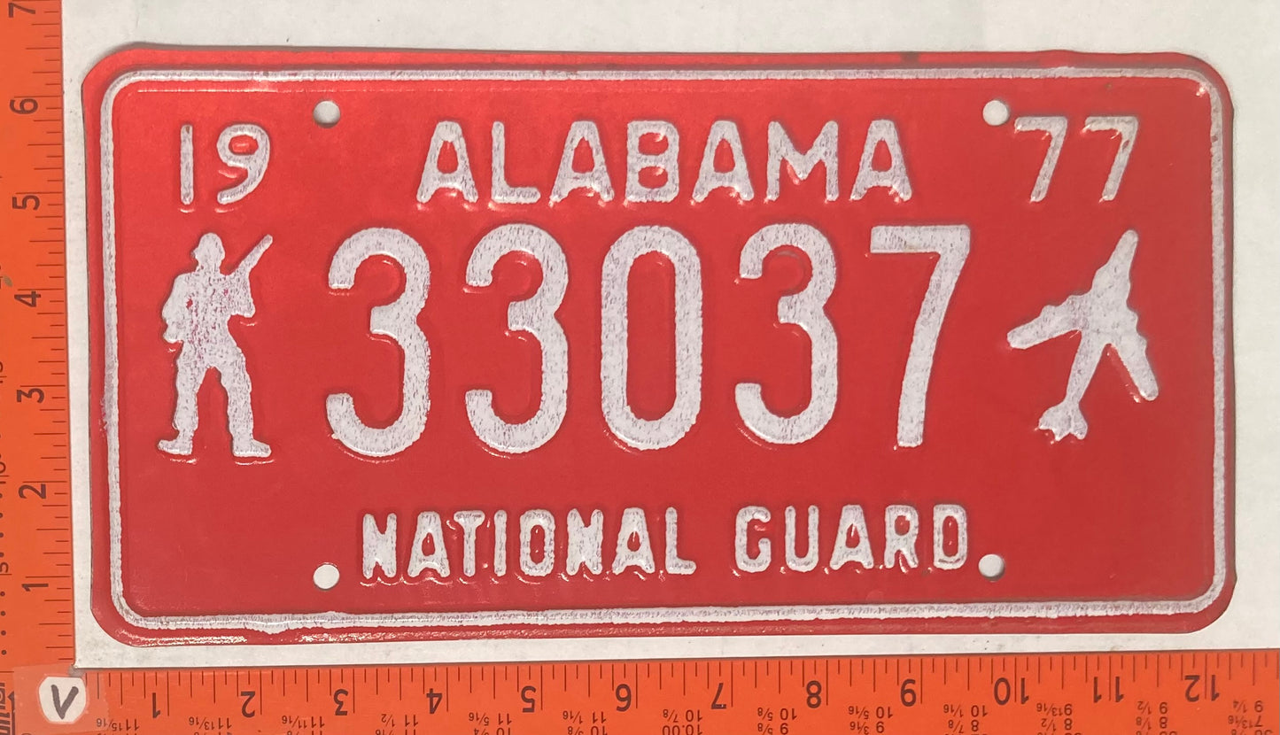 1977 Alabama #33037 National Guard License Plate