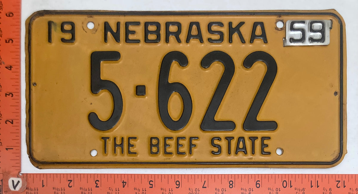 1952, 1954, 1955, 1956, 1958, 1959, 1960, 1961, 1962 & 1963 Nebraska #5-622 Passenger License Plates