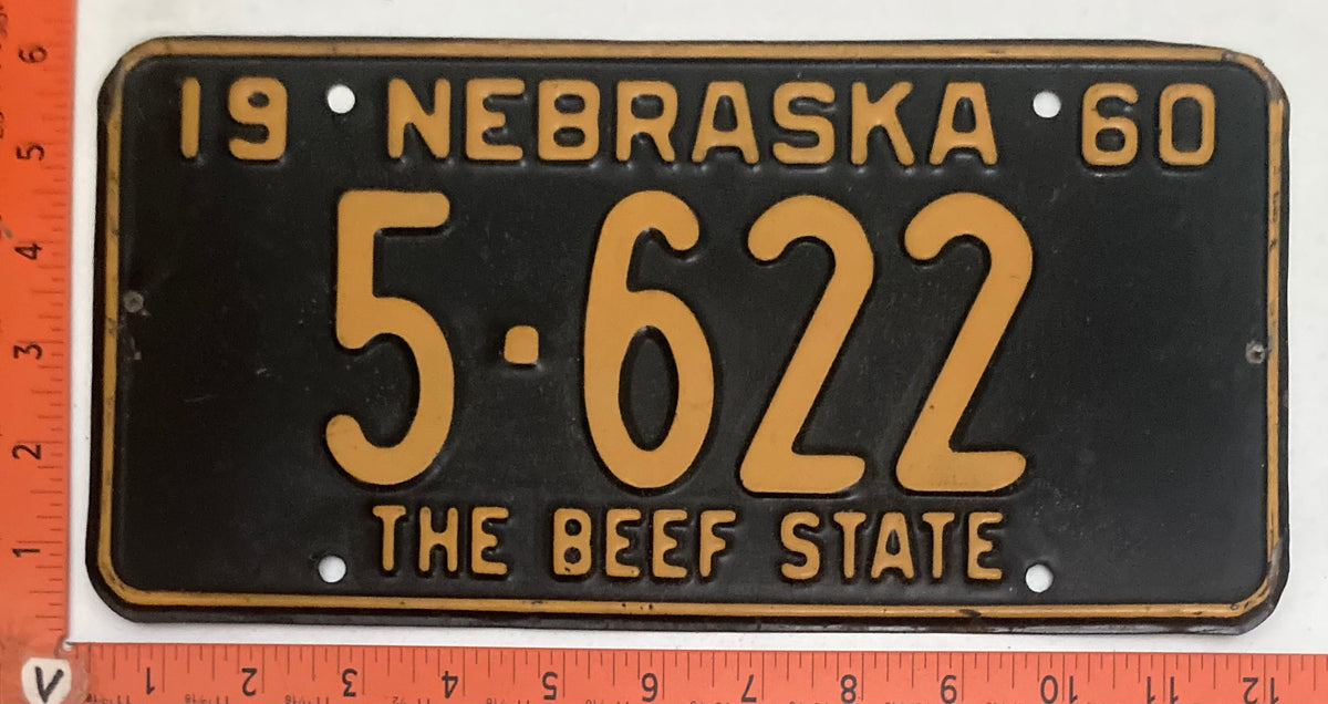 1952, 1954, 1955, 1956, 1958, 1959, 1960, 1961, 1962 & 1963 Nebraska #5-622 Passenger License Plates