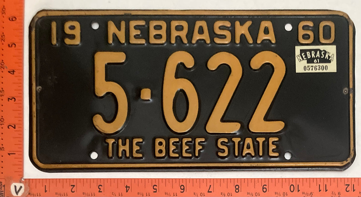 1952, 1954, 1955, 1956, 1958, 1959, 1960, 1961, 1962 & 1963 Nebraska #5-622 Passenger License Plates