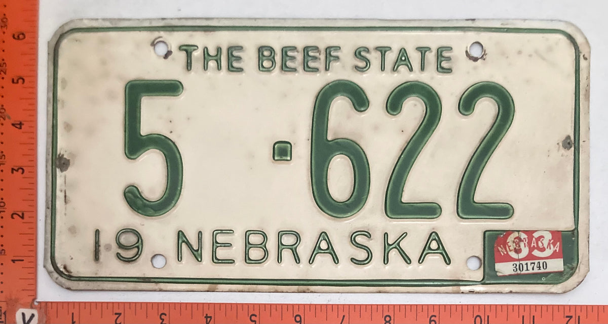 1952, 1954, 1955, 1956, 1958, 1959, 1960, 1961, 1962 & 1963 Nebraska #5-622 Passenger License Plates
