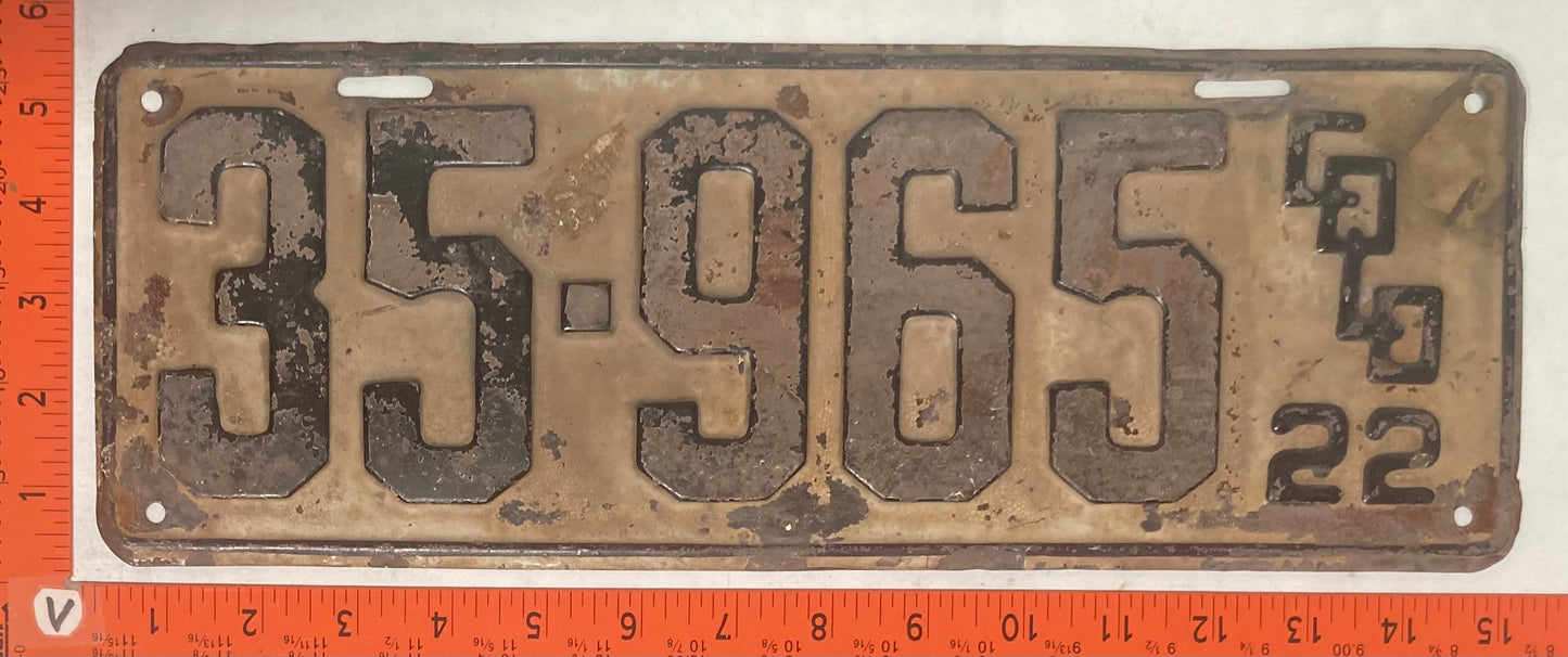 1922 Colorado #35-965 Passenger License Plate