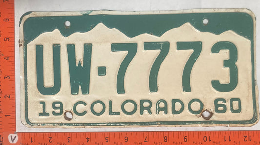 1960 Colorado #UW-7773 Passenger License Plate