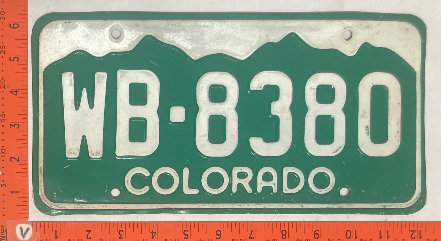 Undated Colorado #WB-8380 Passenger License Plate